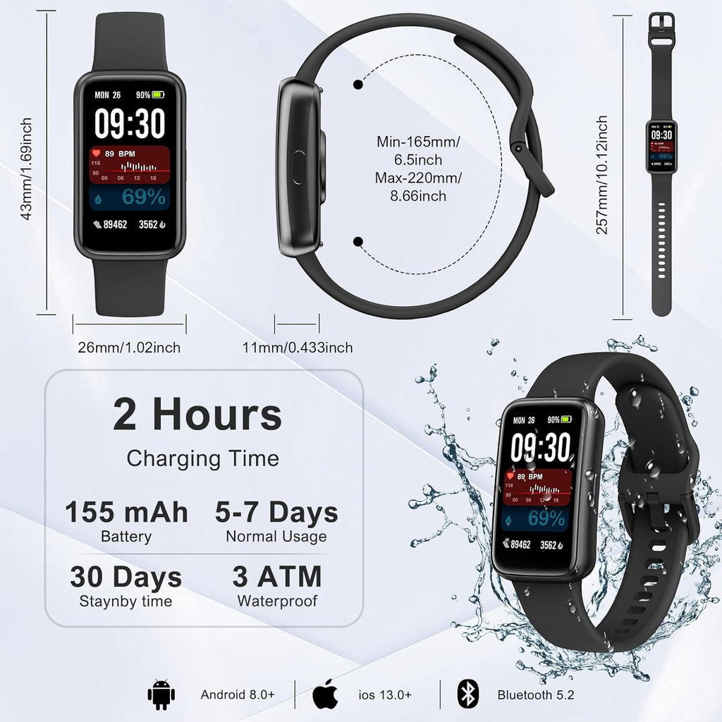 fitness tracker,smart watch with 24/7 heart rate blood, package contents