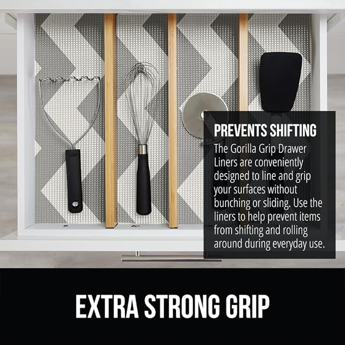 GORILLA GRIP powerGRIP Drawer Shelf and Cabinet Liner, Thick Strong Hold