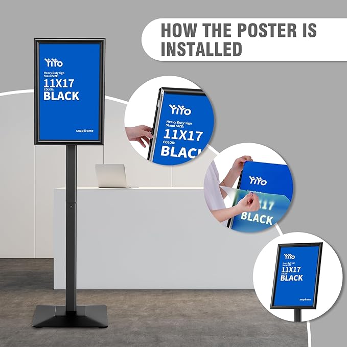 YIYO Sign Stand Poster Stand，adjustable heavy duty pedestal Sign Holder Floor