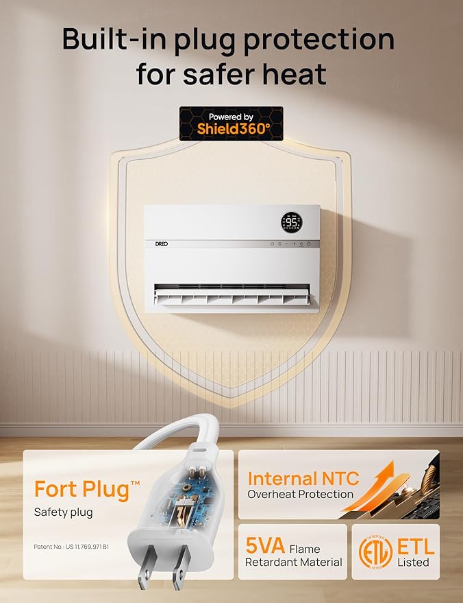 DREO Wall-Mounted Heater, Smart Space Heater