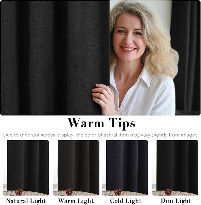 H.VERSAILTEX Bedroom Curtains Blackout Linen Blackout Curtains 84 Inches Long