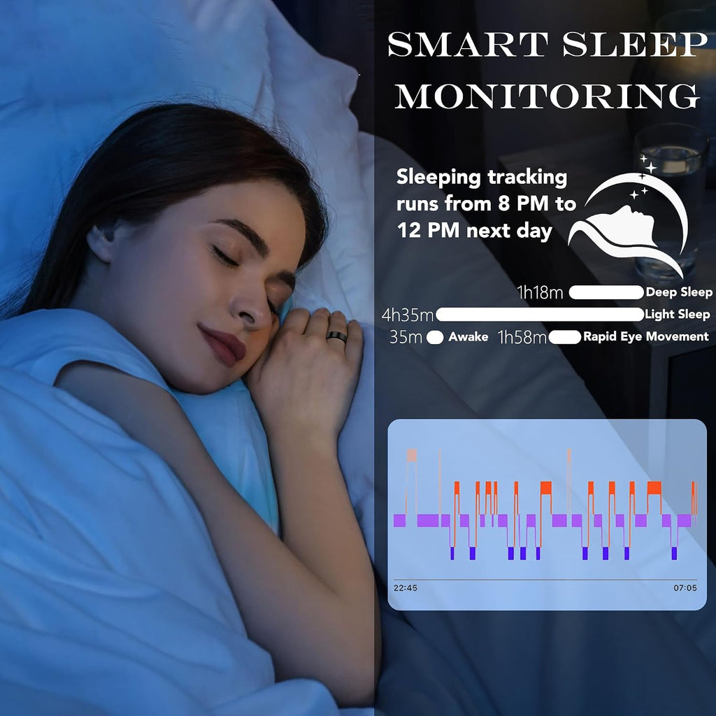 smart health ring fitness tracker for men women, side view