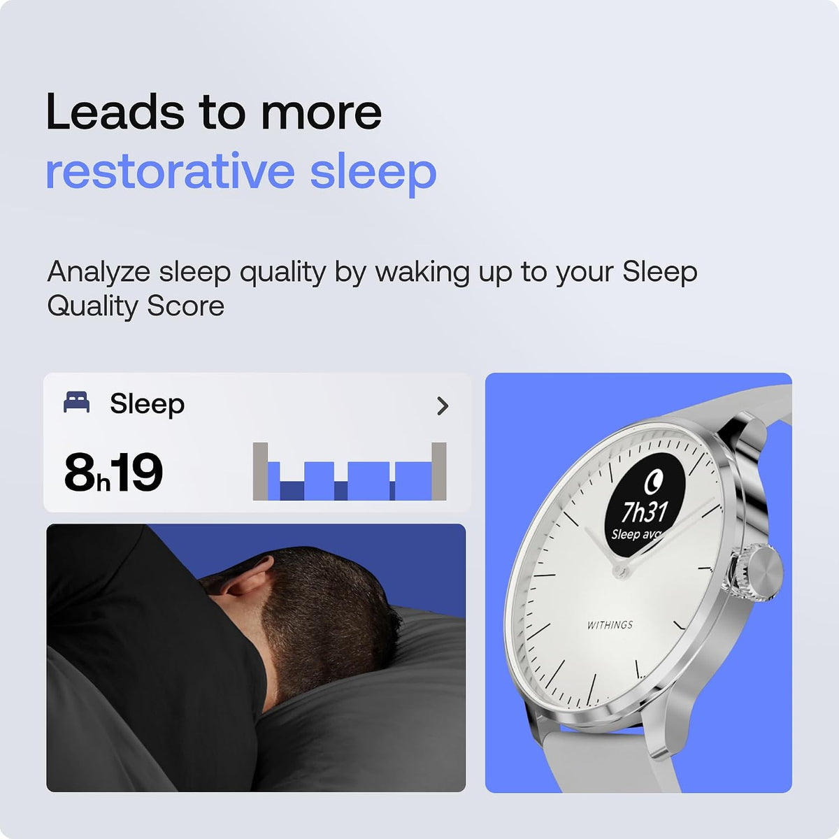 withings scanwatch light - hybrid smartwatch, 24/7 heart, side view