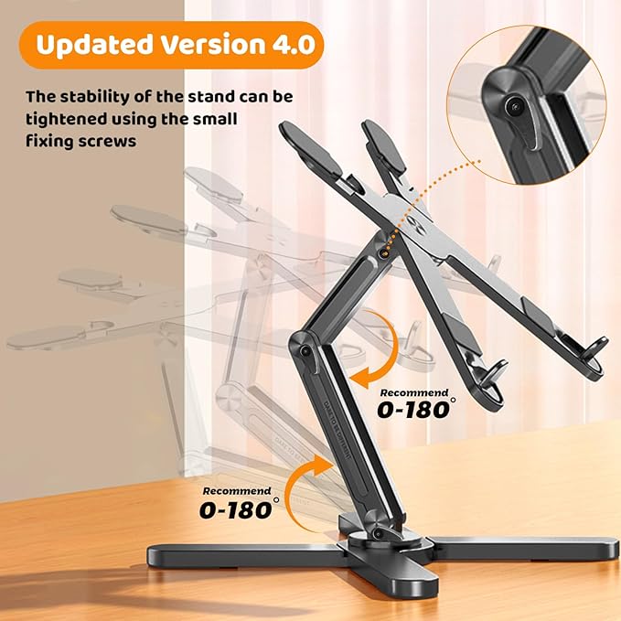 Laptop Stand with 360 Rotating Base, Computer Notebook Laptop Riser Metal Holder