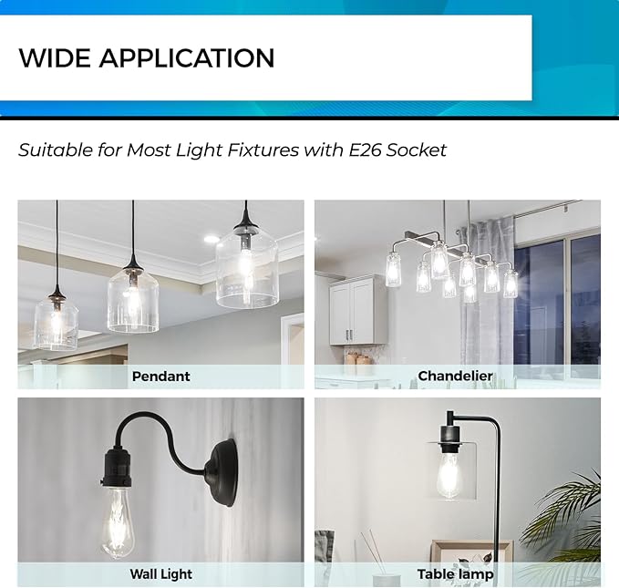 Hizashi Vintage LED Light Bulb Dimmable, 6W Equivalent 60W, 5000k Daylight (24 Pack)