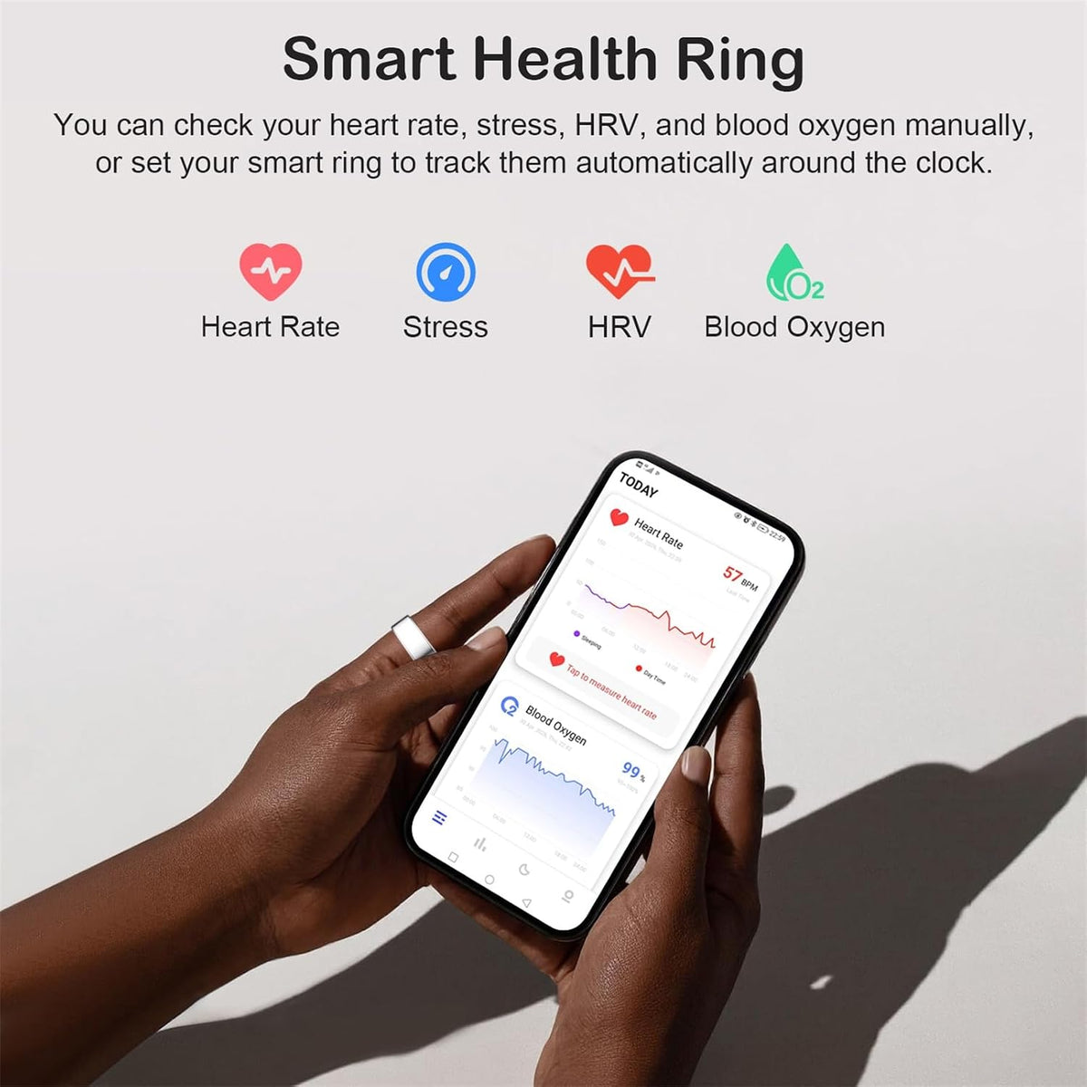 Smart Ring for Women Men, Sleep Activity Health Tracking Ring, Silver 8