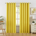 DUALIFE Yellow Grommet Room Darkening Curtains 60 x 90 Inches, 2 Panels