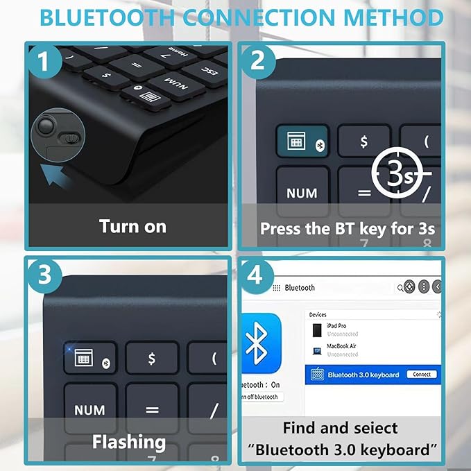 Lekvey Bluetooth Number Pad for Laptop, Wireless Numeric keypad, 28 Keys Numpad
