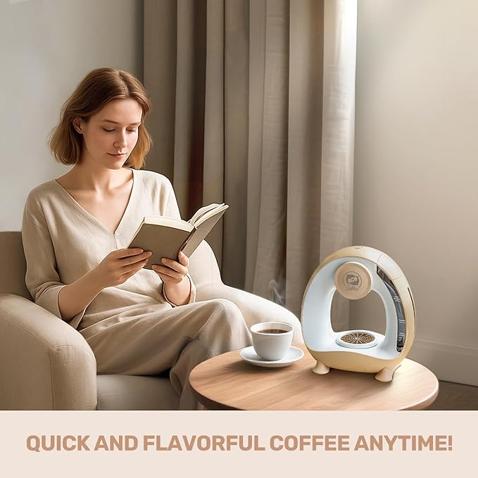 Single Serve Coffee Maker, Fast Brew in 2 minutes, Stylish＆Compact Design