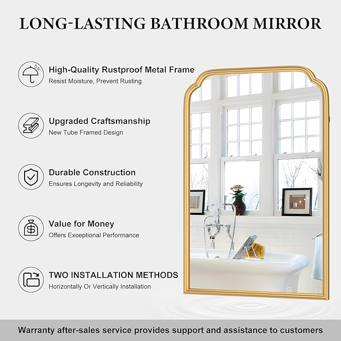 20X30 Inch Gold Bathroom Mirror