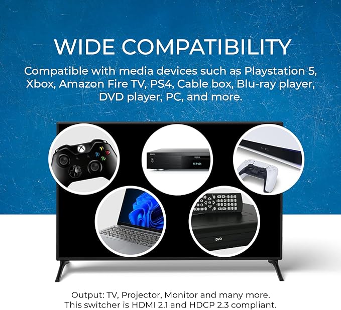 OREI 8K eARC HDMI 2.1 Switch 4x1, Switcher