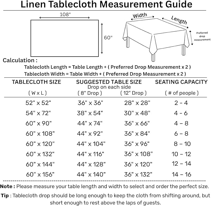 Solino Home Linen Pumpkin Tablecloth 60 x 108 Inch - Classic Hemstitch, 100% Pure Linen Rectangular Tablecloth - Machine Washable Table Cloth for Fall, Autumn, Halloween, Thanksgiving, Holiday