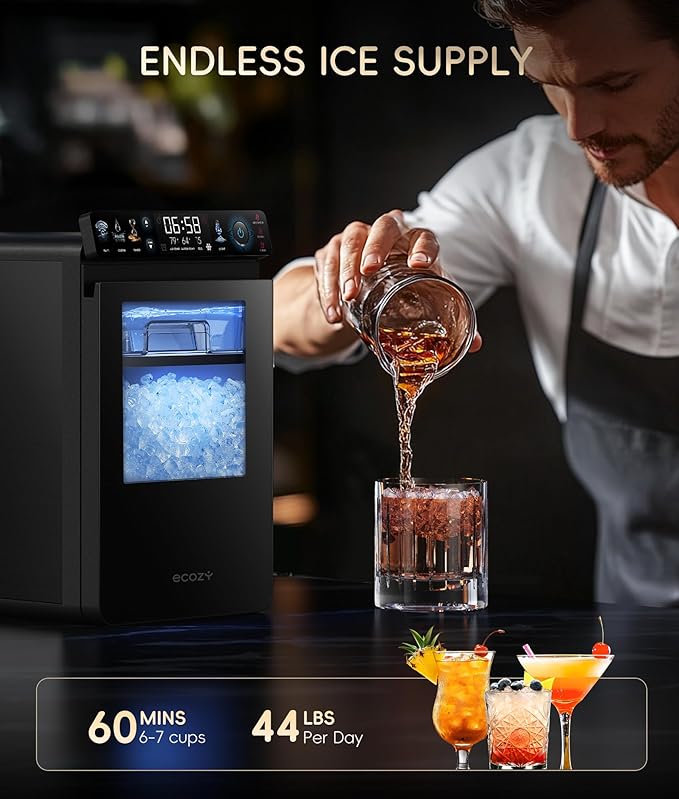 ecozy Nugget Ice Maker Countertop, Smart Pebble Ice Machine
