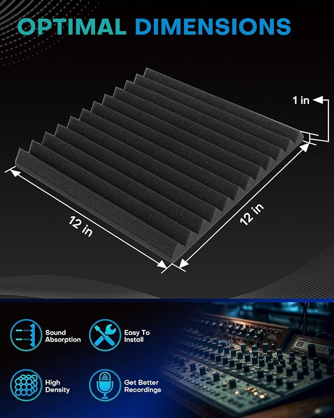 Knightsacoustic 48 Pack Sound Proof Foam Panels