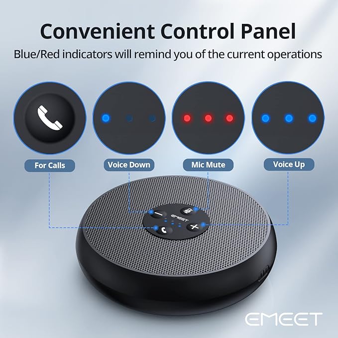EMEET USB Speakerphone, M1A Zoom Certified AI Mics 360°Voice Pickup USB Type