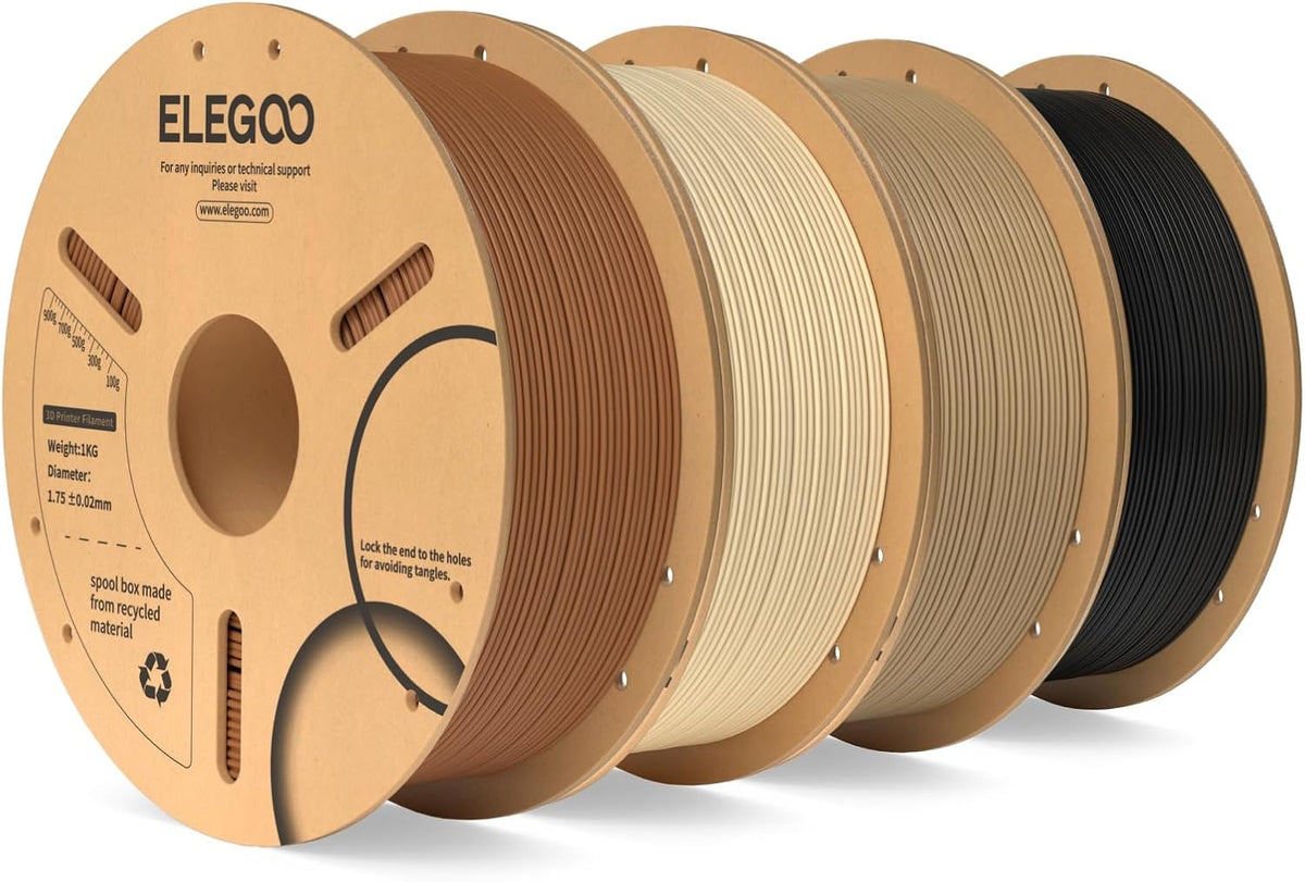 ELEGOO PLA 3D Printer Filament 1.75mm 4KG Brown/Beige/Wood Color/Black