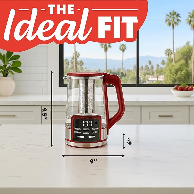 Gourmia Electric Programmable Glass Kettle – 1.7L Temperature Control Tea &