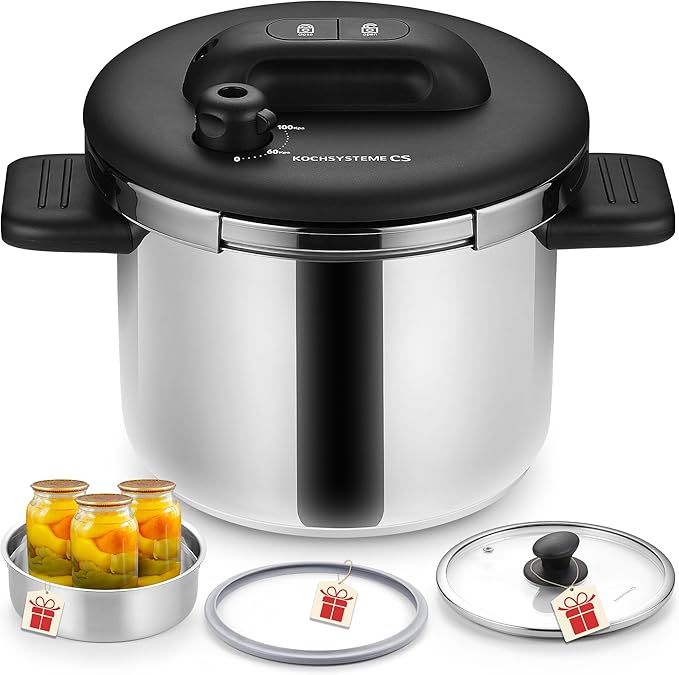 KOCH SYSTEME CS Stainless Steel Pressure Cooker 6.3 QT, Olla de Presion