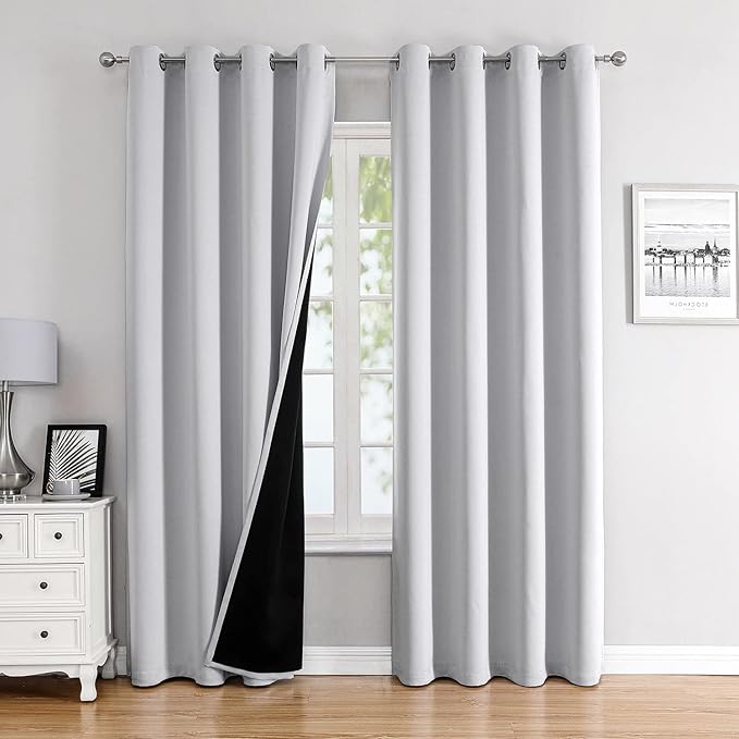 ChrisDowa 100% Blackout Curtains 90 inch Long