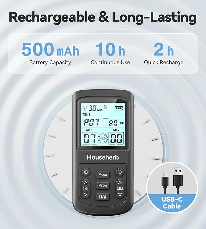 TENS Unit Muscle Stimulator for Pain Relief, 3-in-1 EMS TENS Machine