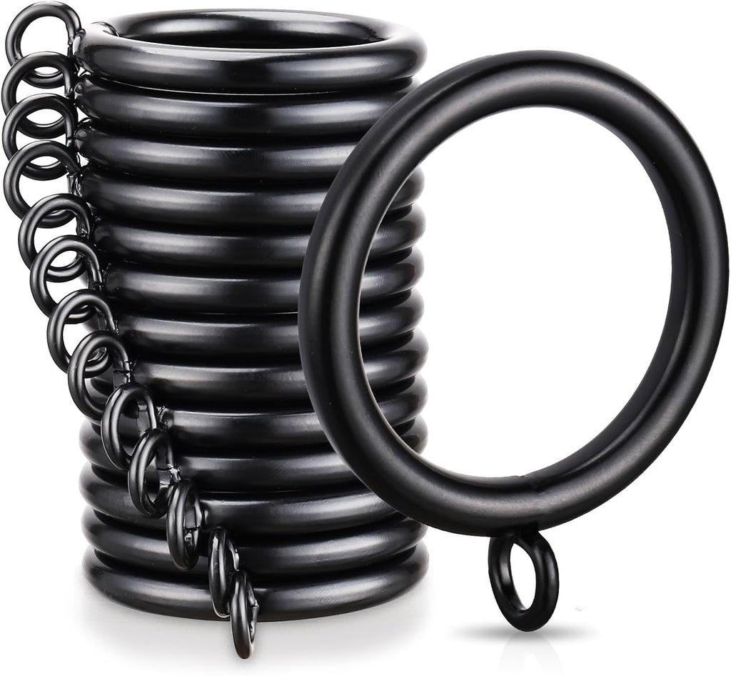 40 PCS Curtain Rings, 1.5 Inch Thickened Curtain Rings Metal Drapery Ring for Curtain Rods Black