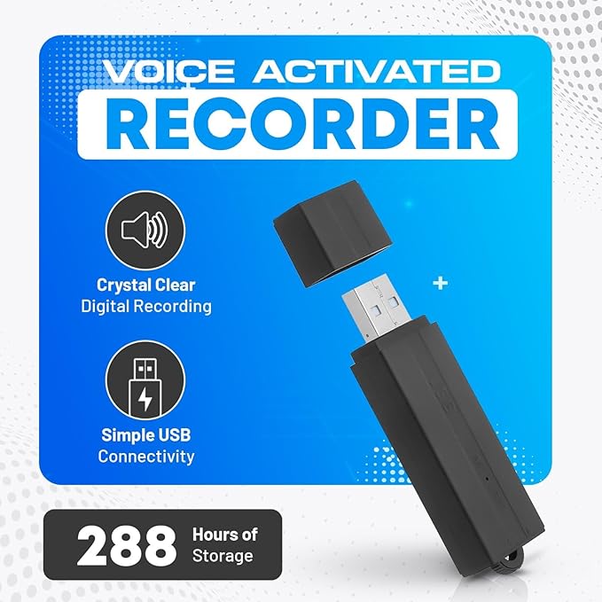 USB Audio Note Device 288-Hour Storage | Hands-Free Audio Capture | Extended