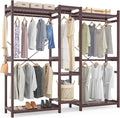 Homykic Bamboo Closet System Clothes Rack, Large Freestanding Garment Rack