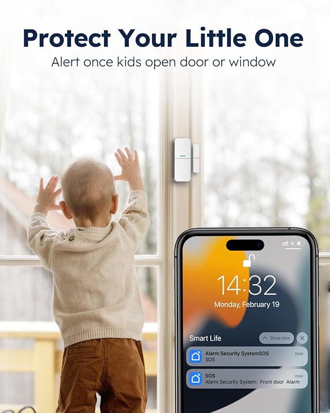 tolviviov Alarm System for Home Security, Door Alarm Systems, App Alerts (15-Piece)