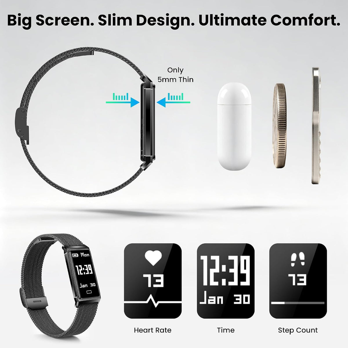 fitness tracker with heart rate & sleep tracking, view 9