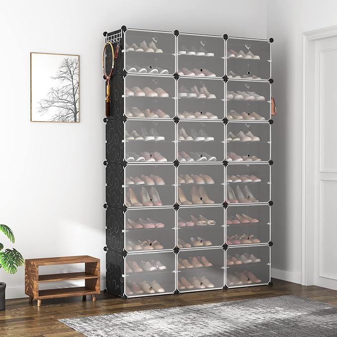 ROJASOP Portable Shoe Rack Organizer, 72 Pairs Covered Shoe Rack Shoe Organizer