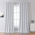 DUALIFE Greyish White Curtains 120 Inch Length Grommet Top Blackout Curtain (Set of 2)