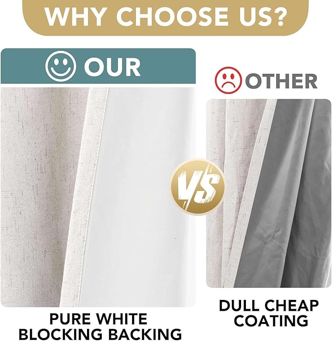 H.VERSAILTEX Linen Curtains 100% Blackout Curtains