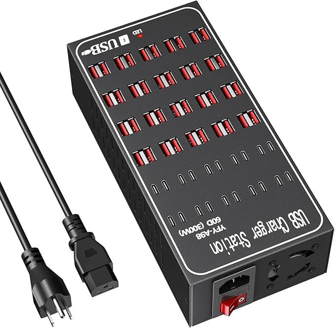 300W USB Charging Station, 60 Port USB C Charger Block, USB Charger hub