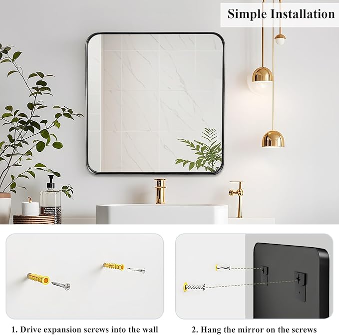 Fabuday Black Wall Mirror for Bathroom