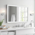 White Wood Effect Framed Wall Mirror, 24x36 Rectangle Mirror, Anti-desilvering