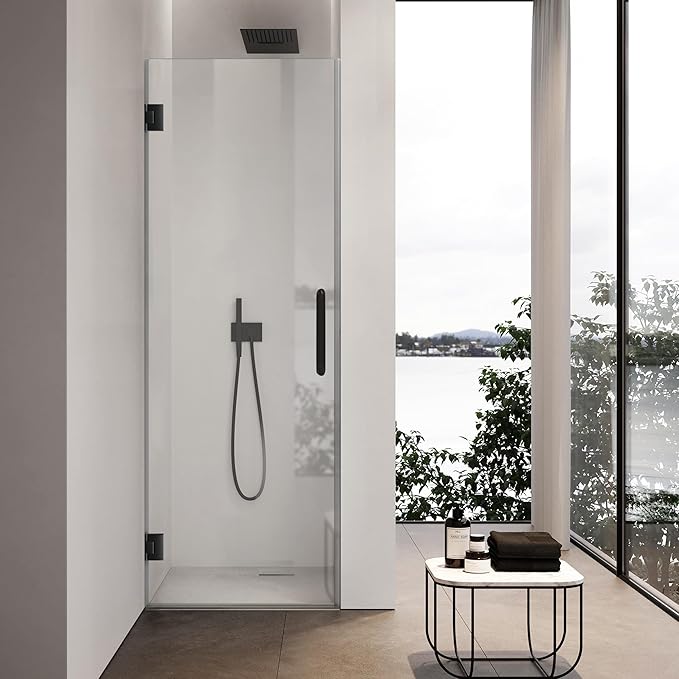 Bathroom Frameless Shower Door 28" W*72" H, 5/16" Clear Tempered Glass Hinged
