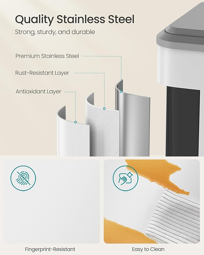 SONGMICS Trash Can, 2 x 8 Gallon Double Garabge Can