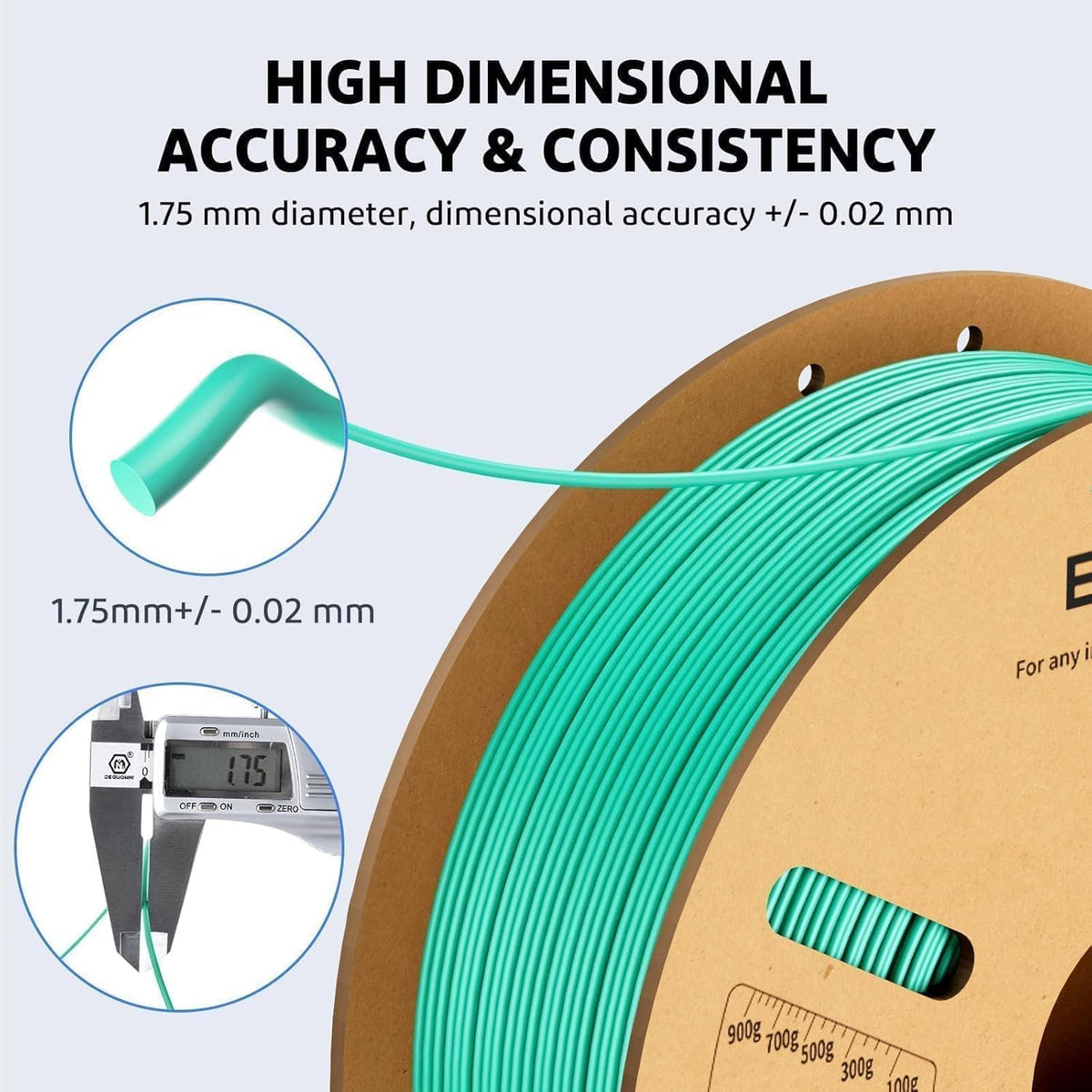 ELEGOO PLA Plus 3D Printer Filament 1.75mm Black 4KG, Neatly Wound
