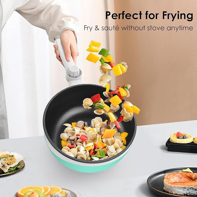 Audecook Hot Pot Electric, 1.7L Mini Electric Skillet Portable Nonstick Sauté
