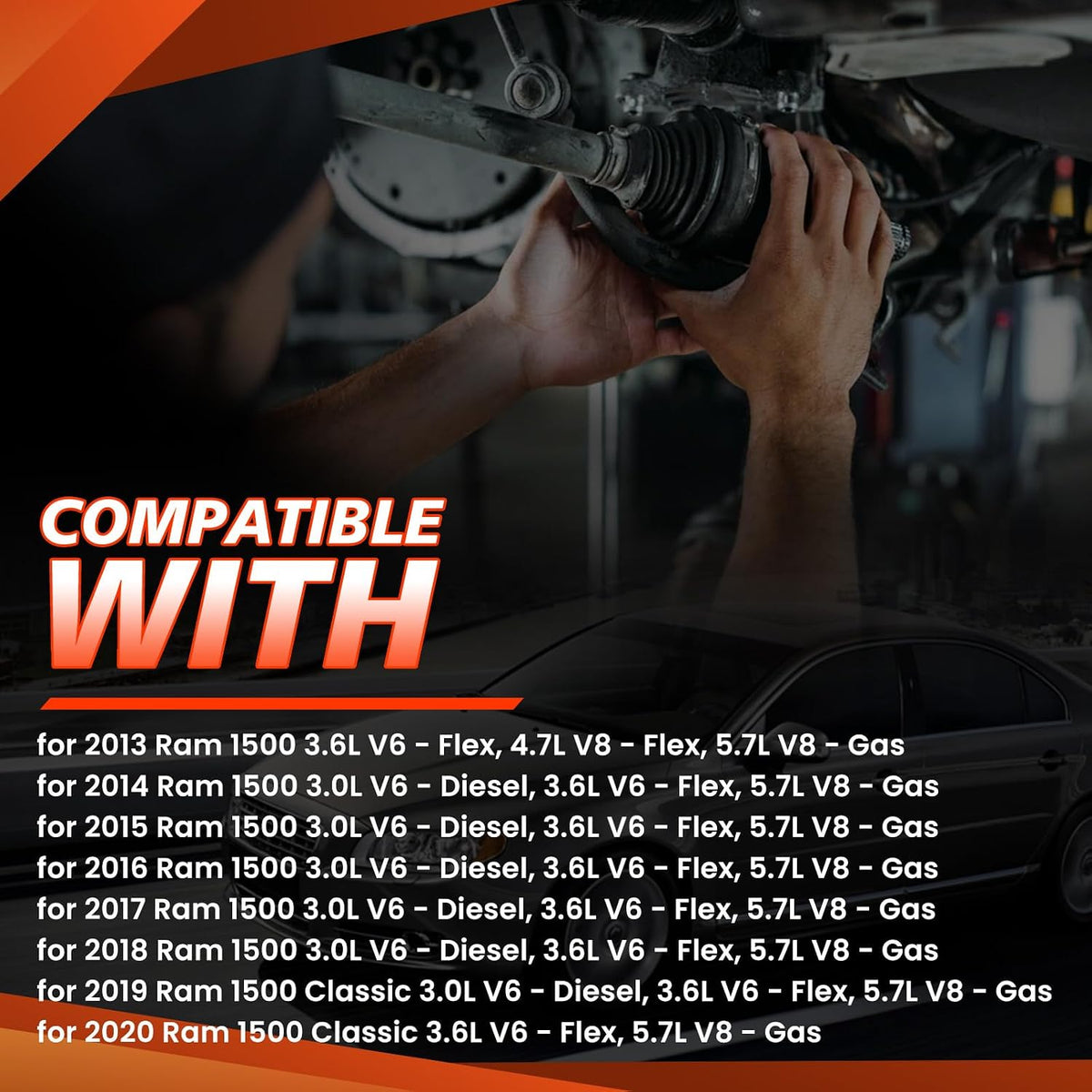 rear air spring suspension bag, compatible with ram, close-up detail