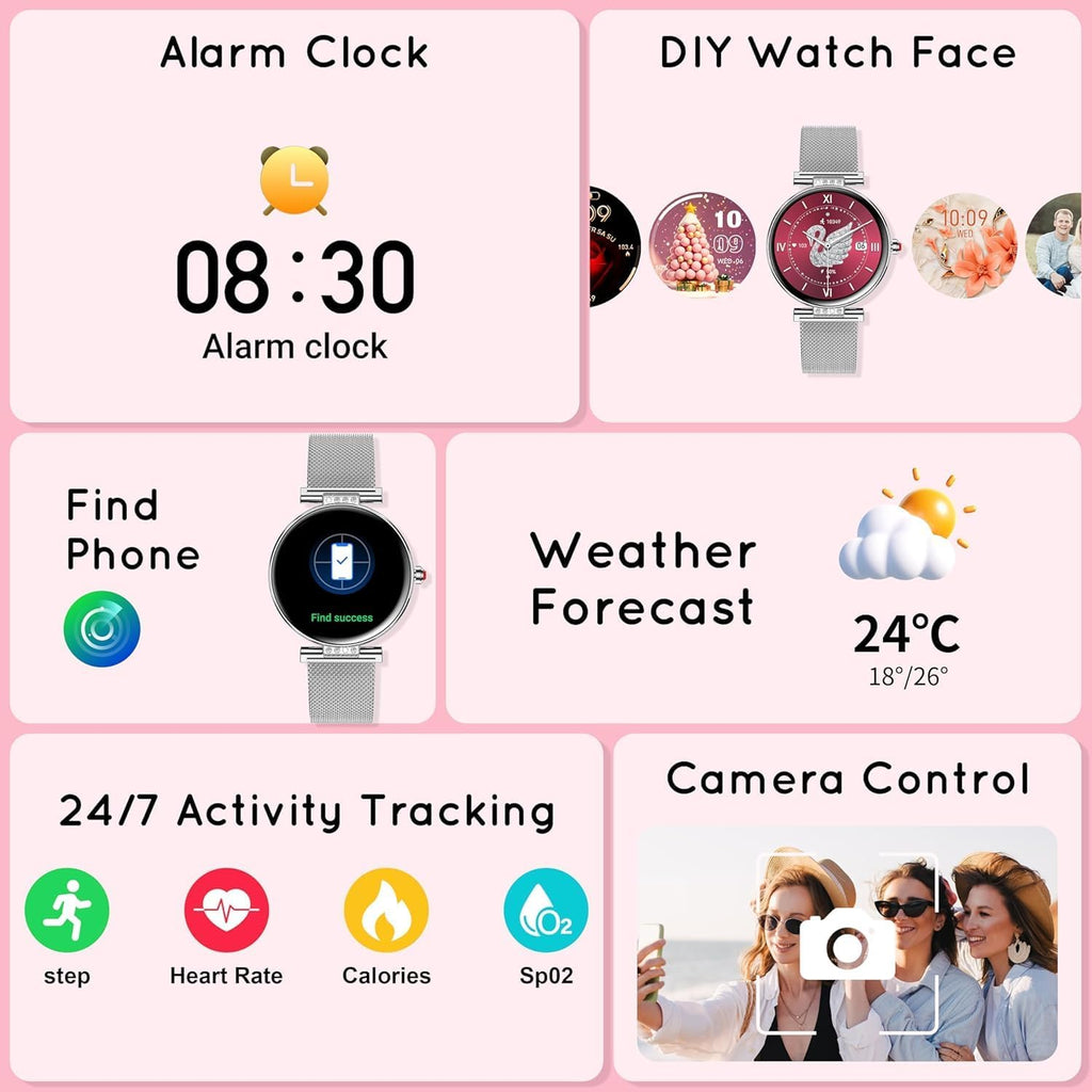 smart watch for women (3 bands) 1.19“ amoled, front angle view