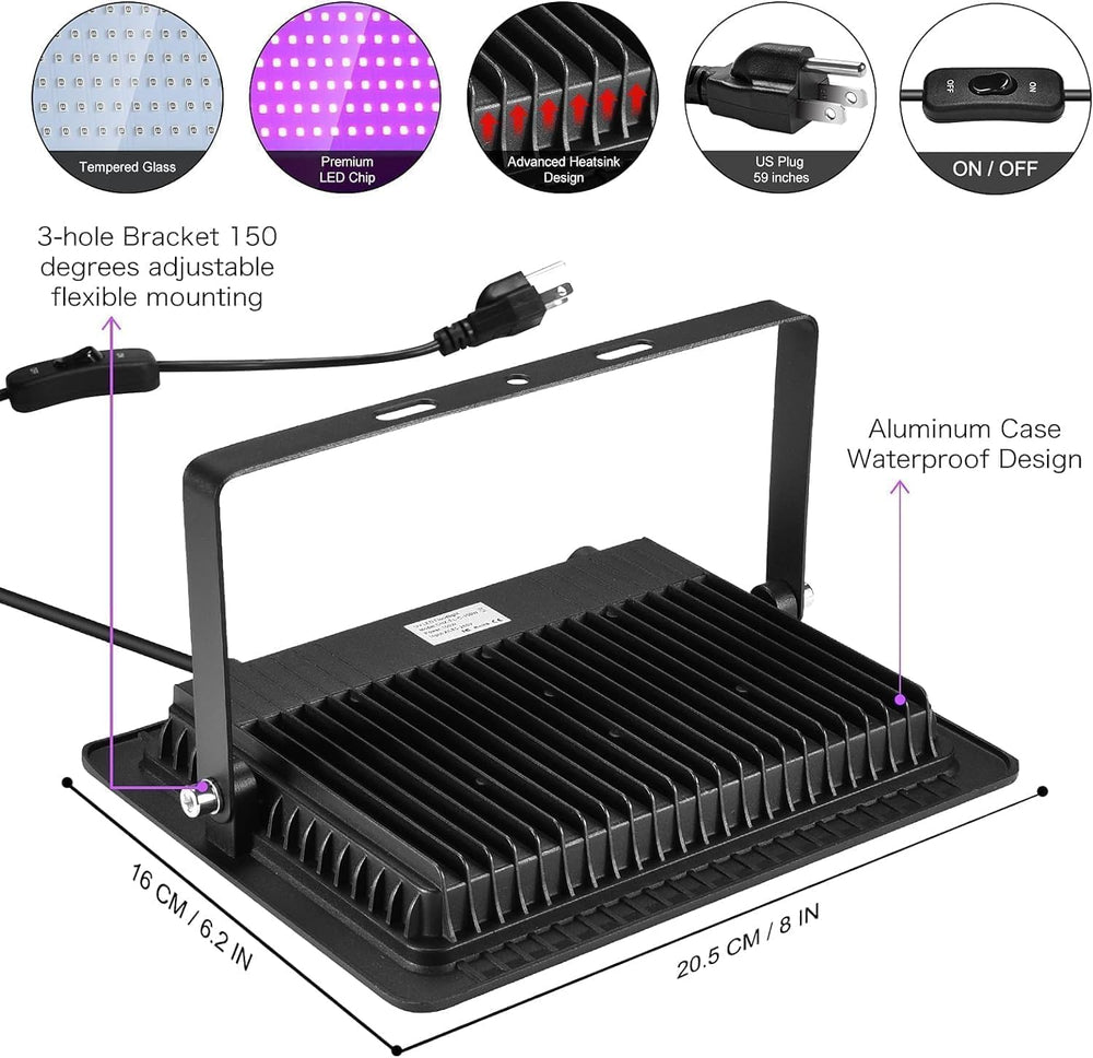 YANYCN 4 Pack 150W LED Black Lights, Blacklight Flood Light Outdoor with Plug...