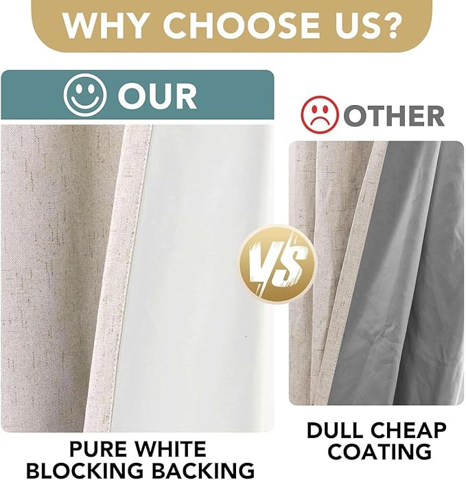 H.VERSAILTEX Linen Curtains 100% Blackout Curtains