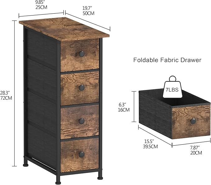 GiftGo Narrow Dresser Vertical Slim Dresser Chest of Drawers Skinny Storage