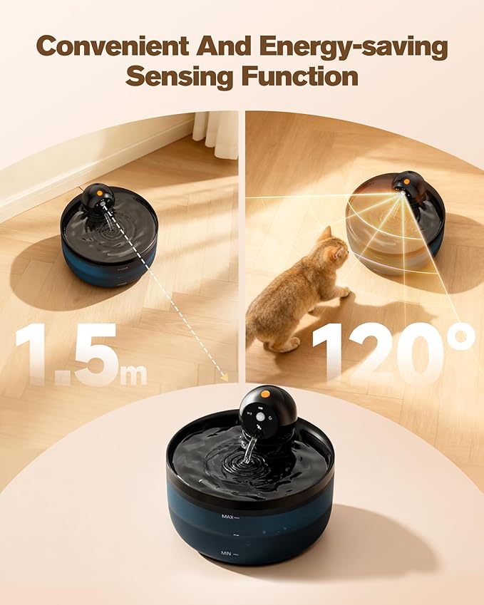 Battery Operated Cat Water Fountain: GOOIFUN Cat Fountain - 88oz/2.6L Cats