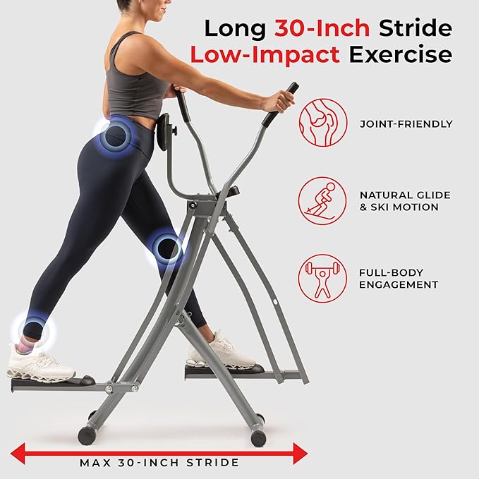 Sunny Health & Fitness Foldable Air Walk Elliptical, SunnyFit App via Bluetooth
