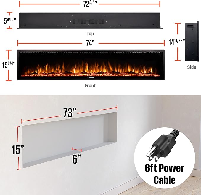 Westinghouse 74 Inch Electric Fireplace Heater, Compatible