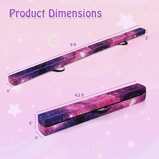 Giantex 7FT/8FT/9FT Balance Beam, Folding Gymnastics Beam w/Carry Handles
