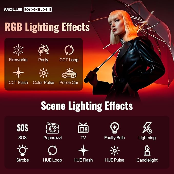 ZHIYUN MOLUS X100 RGB PRO 100W Video Light V2 Upgraded Version Professional