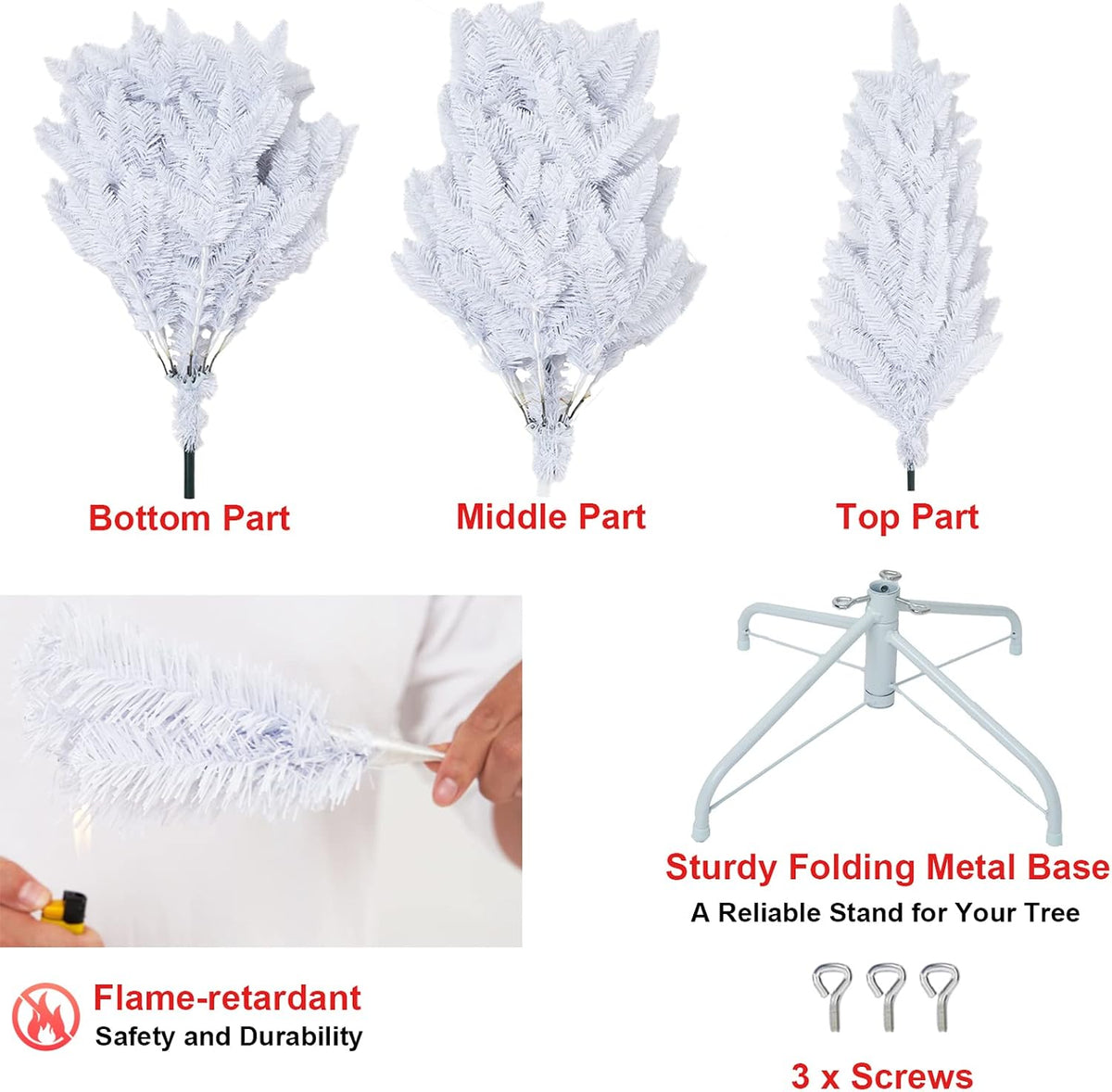 7ft Artificial Pencil Slim White Christmas Tree Halloween Xmas Tree